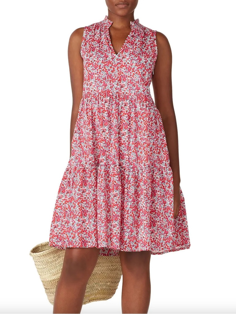 J.Crew Women’s Cotton poplin tiered popover dress in Liberty Wiltshire print, S